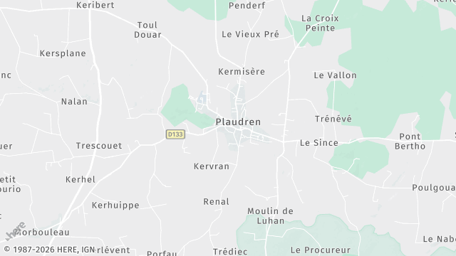 Carte de la zone d'intervention à Plaudren