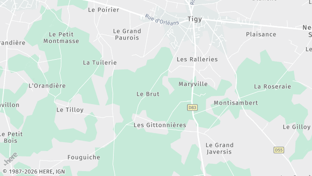 Carte de la zone d'intervention à Tigy