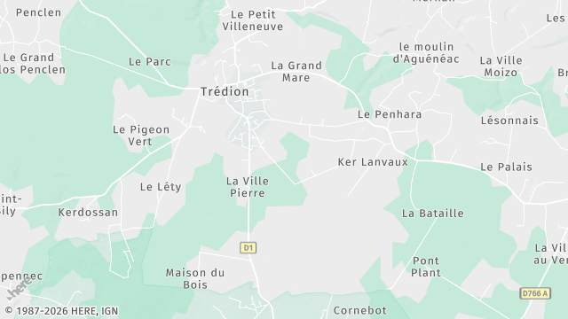 Carte de la zone d'intervention à Trédion
