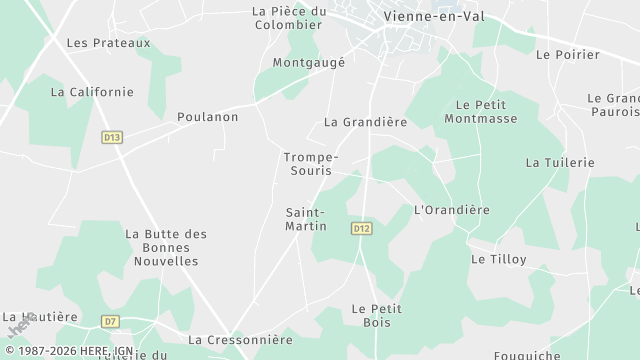 Carte de la zone d'intervention à Vienne-en-Val