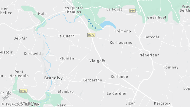 Carte de la zone d'intervention à Brandivy