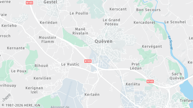 Carte de la zone d'intervention à Quéven