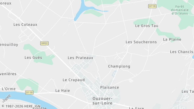 Carte de la zone d'intervention à Ouzouer-sur-Loire