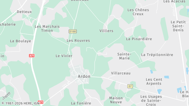 Carte de la zone d'intervention à Ardon