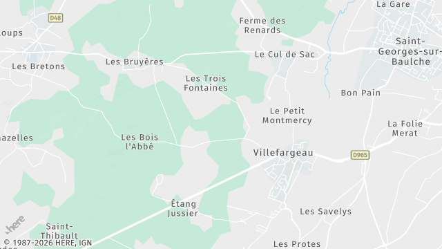 Carte de la zone d'intervention à Villefargeau