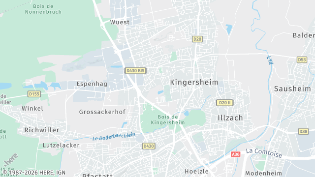 Carte de la zone d'intervention à Kingersheim