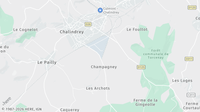 Carte de la zone d'intervention à Chalindrey