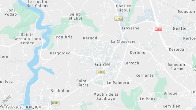Carte de la zone d'intervention à Guidel