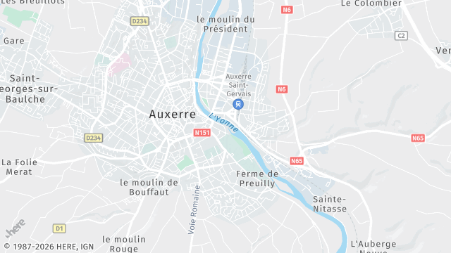 Carte de la zone d'intervention à Auxerre
