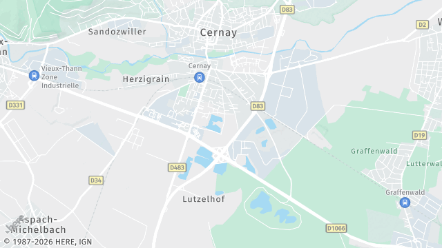 Carte de la zone d'intervention à Cernay