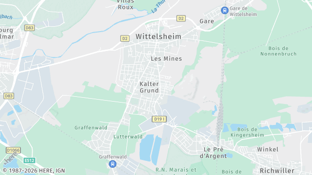 Carte de la zone d'intervention à Wittelsheim