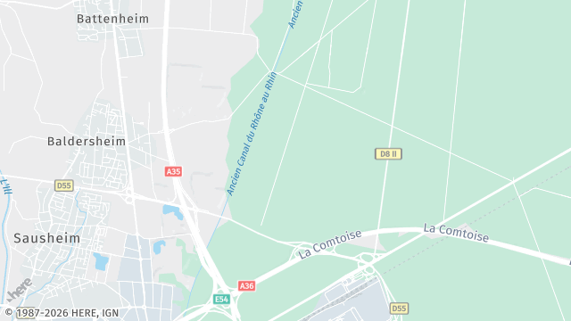 Carte de la zone d'intervention à Baldersheim