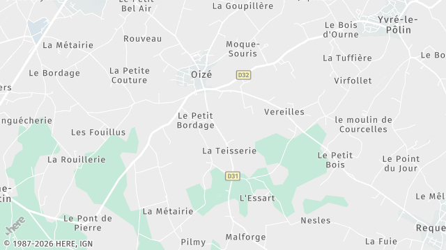 Carte de la zone d'intervention à Oizé
