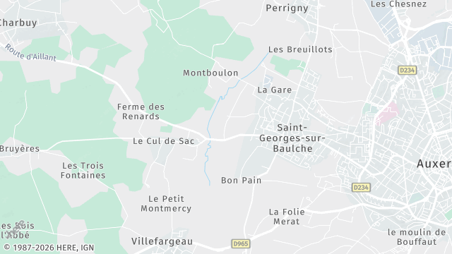 Carte de la zone d'intervention à Saint-Georges-sur-Baulche