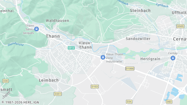 Carte de la zone d'intervention à Vieux-Thann