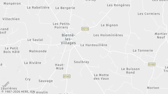 Carte de la zone d'intervention à Bierné-les-Villages