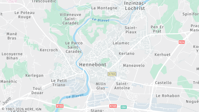 Carte de la zone d'intervention à Hennebont