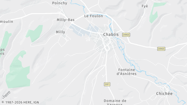 Carte de la zone d'intervention à Chablis