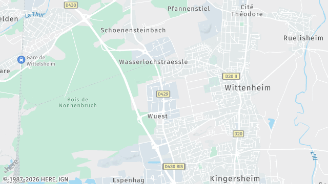 Carte de la zone d'intervention à Wittenheim