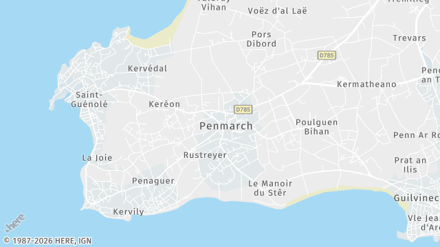 Carte de la zone d'intervention à Penmarch