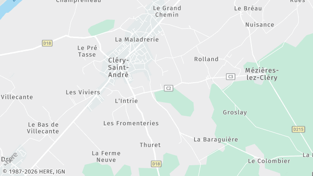 Carte de la zone d'intervention à Cléry-Saint-André
