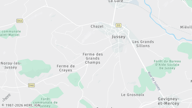 Carte de la zone d'intervention à Jussey