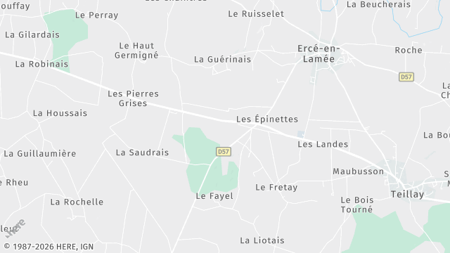 Carte de la zone d'intervention à Ercé-en-Lamée