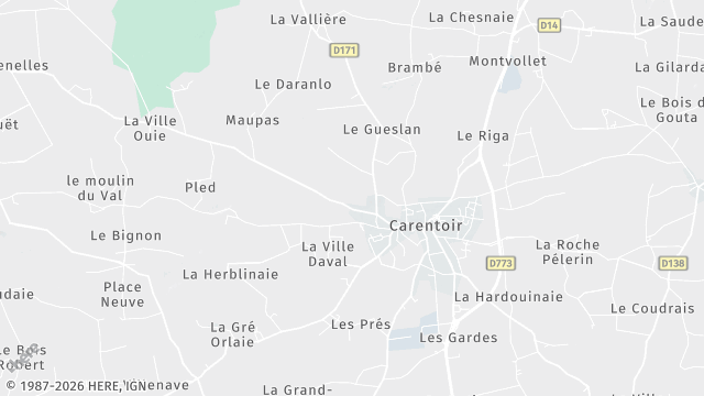 Carte de la zone d'intervention à Carentoir