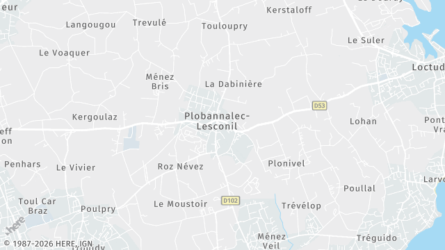 Carte de la zone d'intervention à Plobannalec-Lesconil