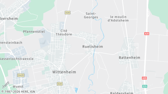 Carte de la zone d'intervention à Ruelisheim
