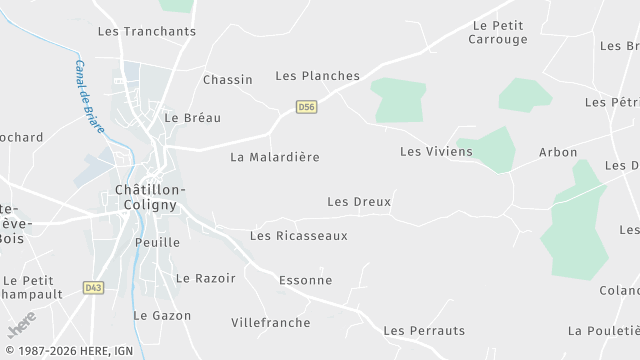Carte de la zone d'intervention à Châtillon-Coligny
