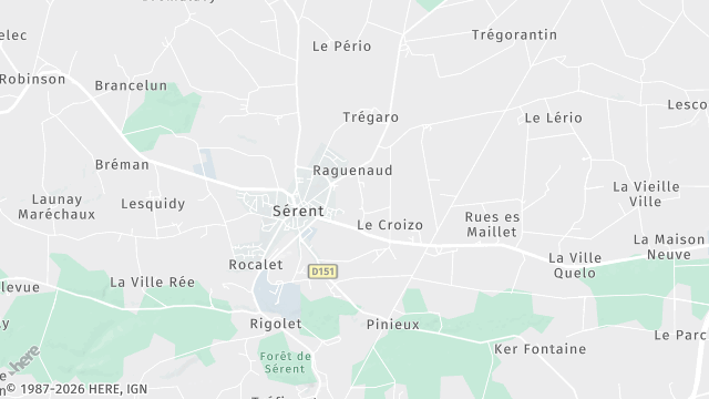 Carte de la zone d'intervention à Sérent