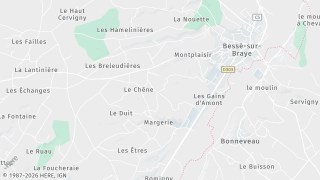 Carte de la zone d'intervention à Bessé-sur-Braye