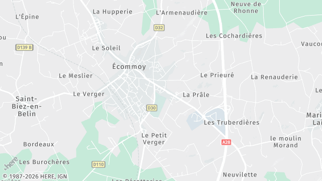 Carte de la zone d'intervention à Écommoy