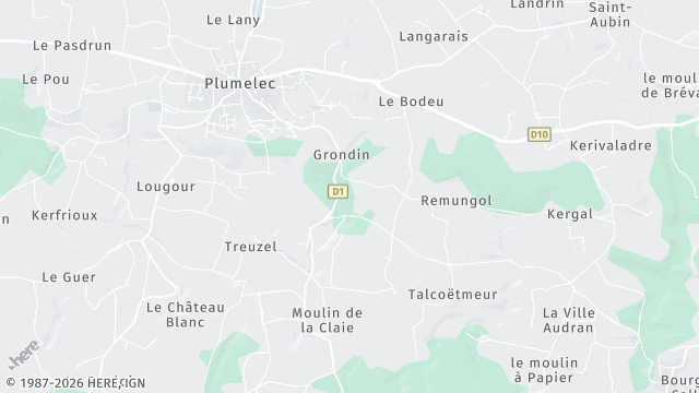 Carte de la zone d'intervention à Plumelec