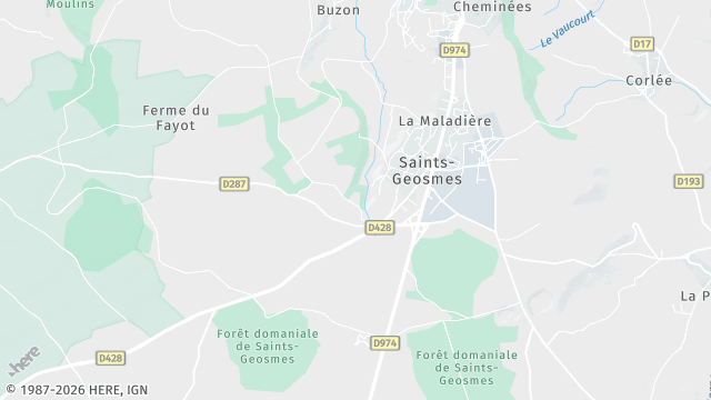 Carte de la zone d'intervention à Saints-Geosmes