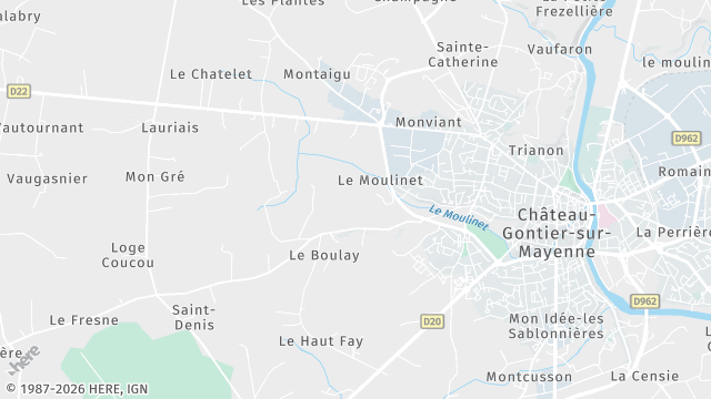 Carte de la zone d'intervention à Château-Gontier-sur-Mayenne