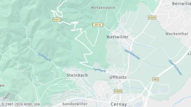 Carte de la zone d'intervention à Uffholtz