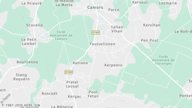 Carte de la zone d'intervention à Camors