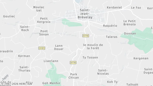 Carte de la zone d'intervention à Saint-Jean-Brévelay