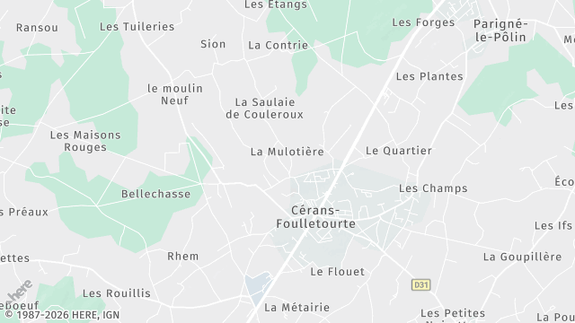 Carte de la zone d'intervention à Cérans-Foulletourte