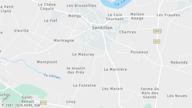 Carte de la zone d'intervention à Sandillon