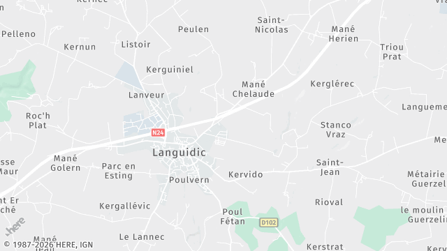Carte de la zone d'intervention à Languidic