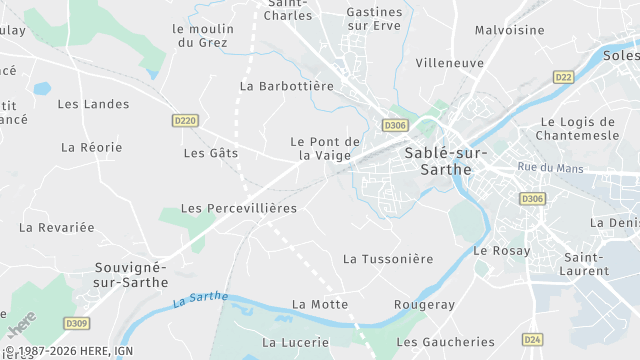 Carte de la zone d'intervention à Sablé-sur-Sarthe