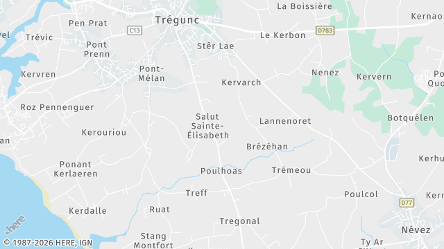 Carte de la zone d'intervention à Trégunc