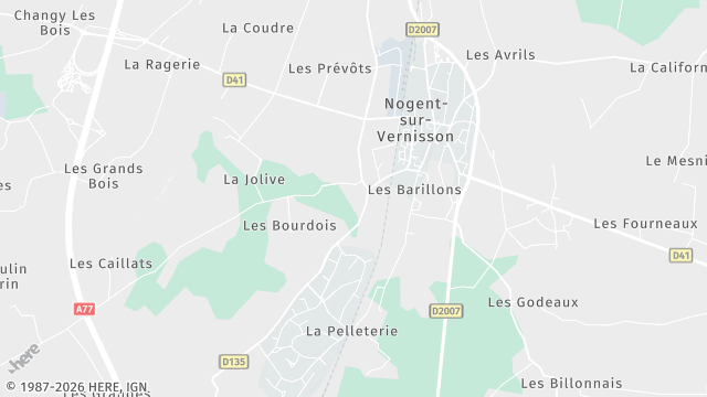 Carte de la zone d'intervention à Nogent-sur-Vernisson
