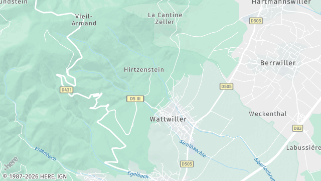 Carte de la zone d'intervention à Wattwiller