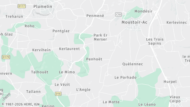 Carte de la zone d'intervention à Moustoir-Ac