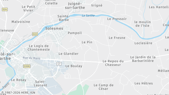 Carte de la zone d'intervention à Solesmes