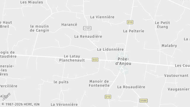 Carte de la zone d'intervention à Prée-d'Anjou